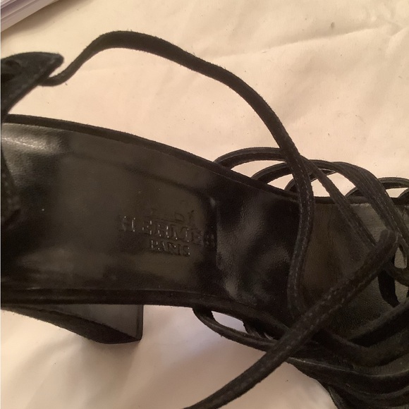 Hermes Strappy Suede Heels Black Size 37 EUC+++ - Picture 5 of 6